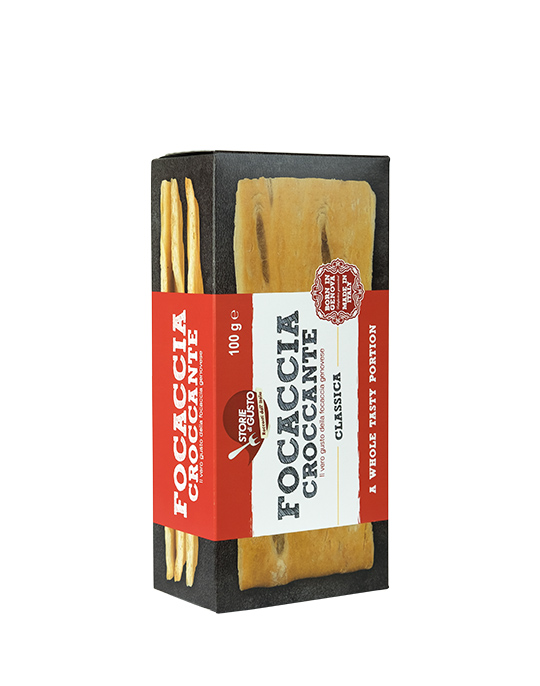 Crispy Focaccia by Storie di Gusto™, the real focaccia from Genoa, Classic Line box 100 g